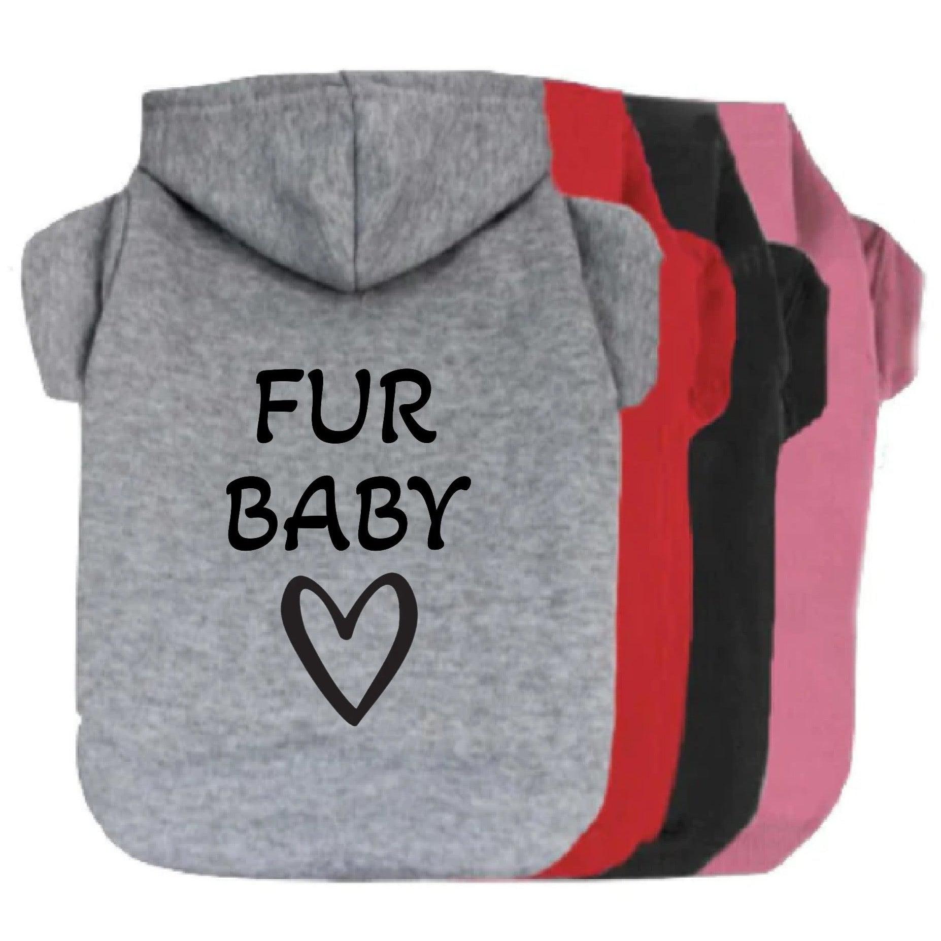 Fur Baby w/ Heart Dog Hoodie-Dog Hoodie-TheHonestDog