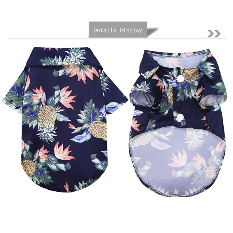 Hawaiian Dog Shirt w/ Front Button Detail-Dog Shirt-TheHonestDog