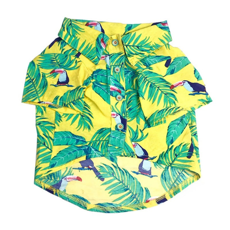 Hawaiian Dog Shirt w/ Front Button Detail-Dog Shirt-TheHonestDog