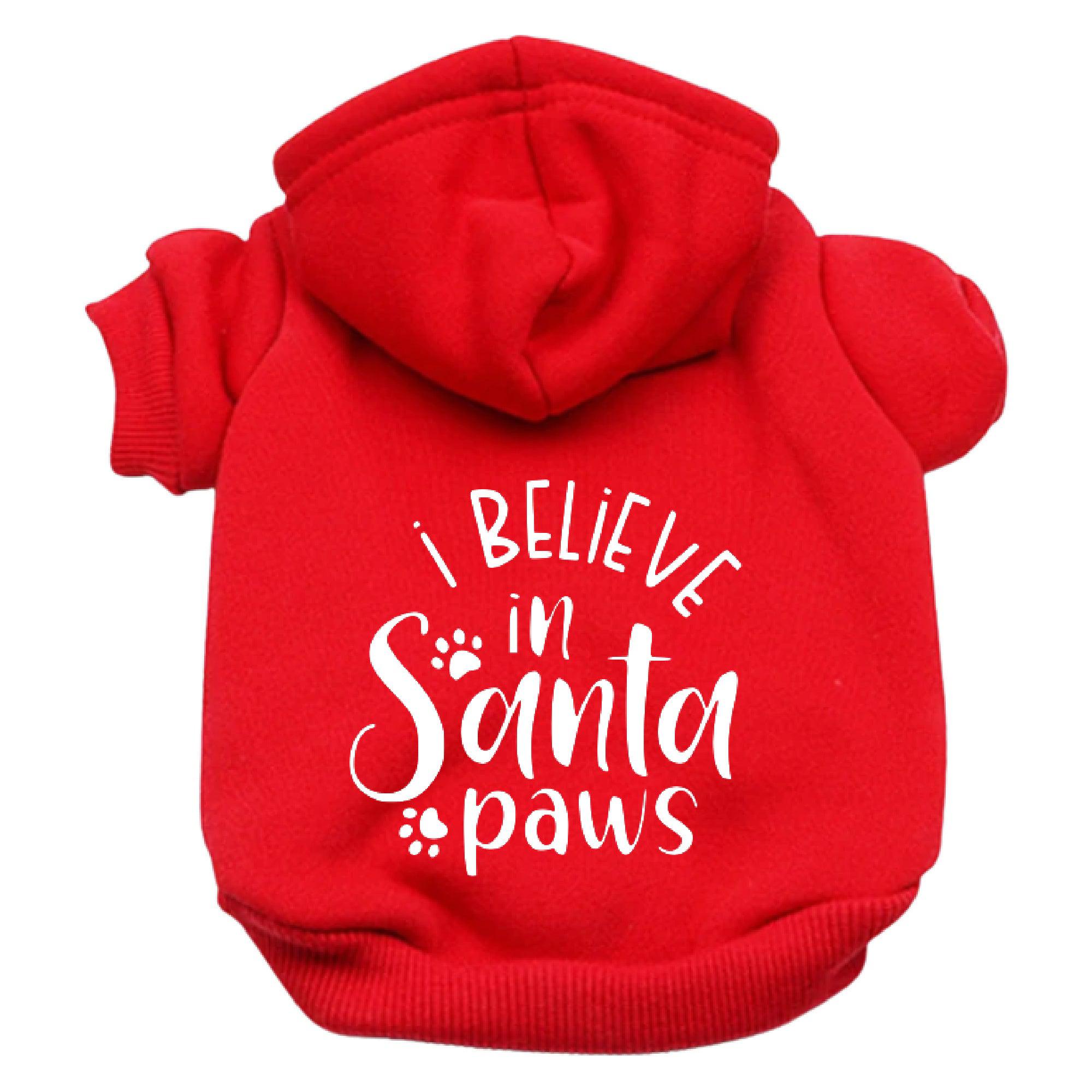 I Believe in Santa Paws Dog Hoodie-Dog Hoodie-TheHonestDog