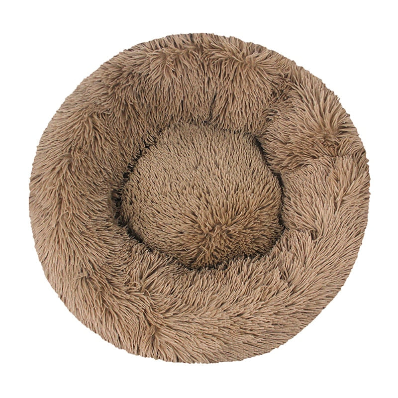 Long Plush Round Pet Bed-Dog Bed-TheHonestDog