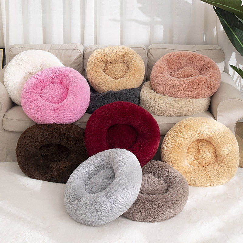 Long Plush Round Pet Bed-Dog Bed-TheHonestDog