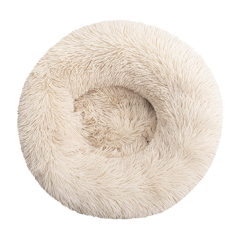 Long Plush Round Pet Bed-Dog Bed-TheHonestDog