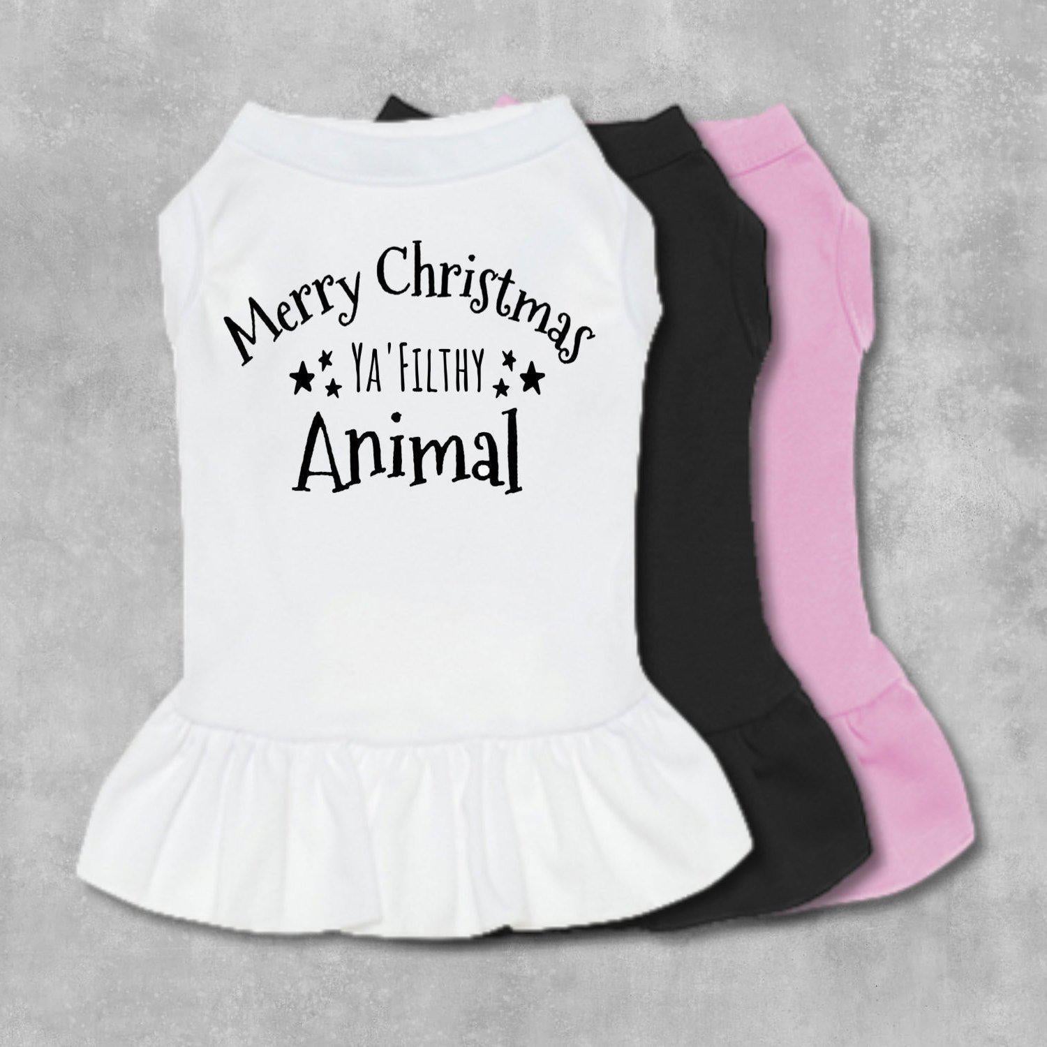 Merry Christmas Ya Filthy Animal Dog Dress-The Honest Dog-TheHonestDog