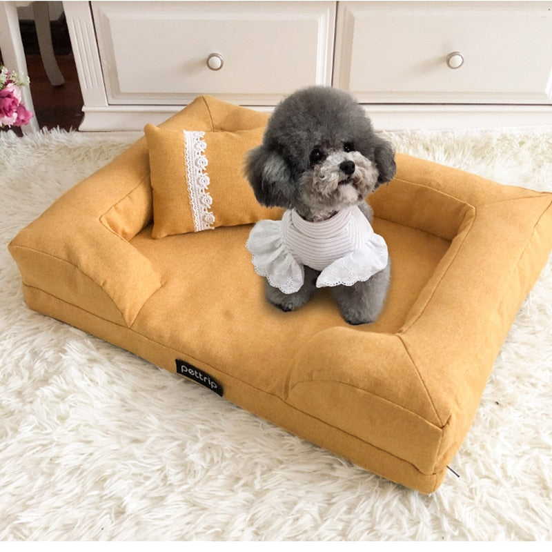 Rectangle Dog Sofa Bed with Pillow-Dog Bed-TheHonestDog