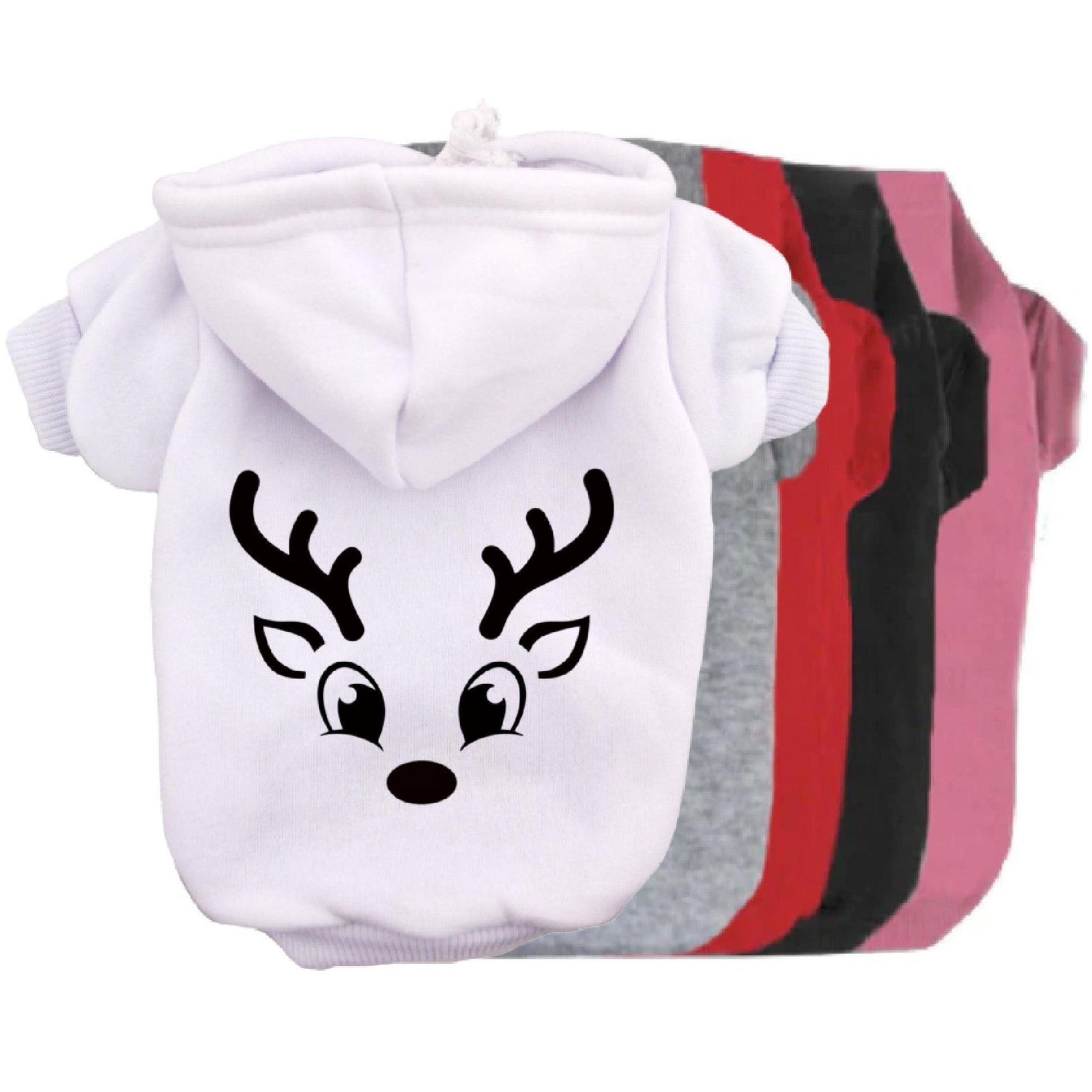 Reindeer Face Dog Hoodie-Dog Hoodie-TheHonestDog