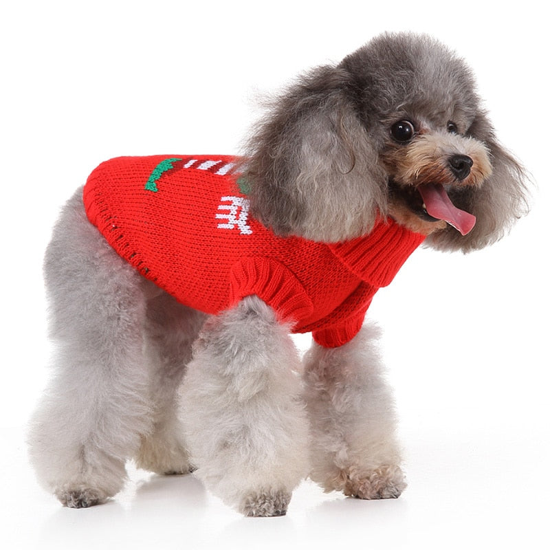 Santa Striped Christmas Dog Sweater-Dog Sweater-TheHonestDog